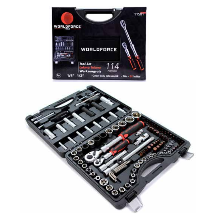 Lokma Takımı 114 Parça S-Ultra 1/4’’-1/2’’ Uzatmalı Cırcır